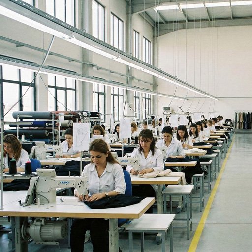 Automated textile machinery and clean factory interior